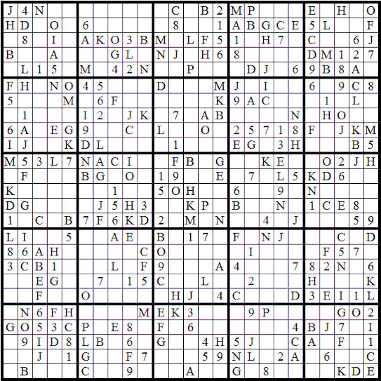 Sudoku problem and solution.