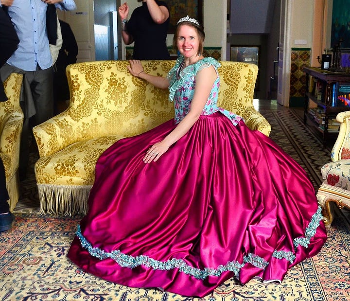 Valentina in a very regal birthday dress