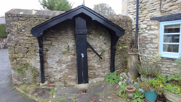 The village water pumps in Beckington, Somerset. Mains water was not installed until 1939 in Beckington