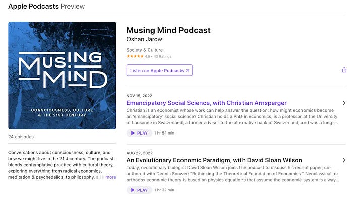 The Musing Mind page on Apple Podcasts, including episode list and reviews