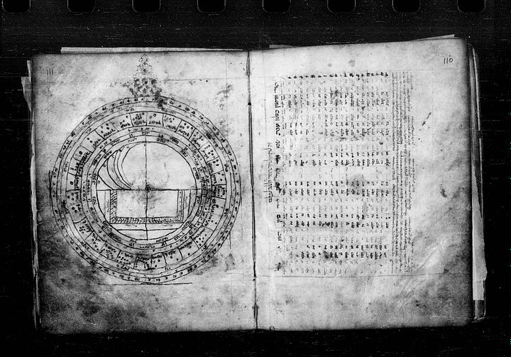 Clockwise from top left: A Chumash with Targum, Rashi, and Ibn Ezra added in the margin (BL Ms. Harley 5772); an astrological treatise (UPenn Ms. LJS 57); Sefer ha-She'elot with marginal annotations (BSB Cod. hebr. 304); Reshit Chochma (BNF Ms. hebr. 1055).