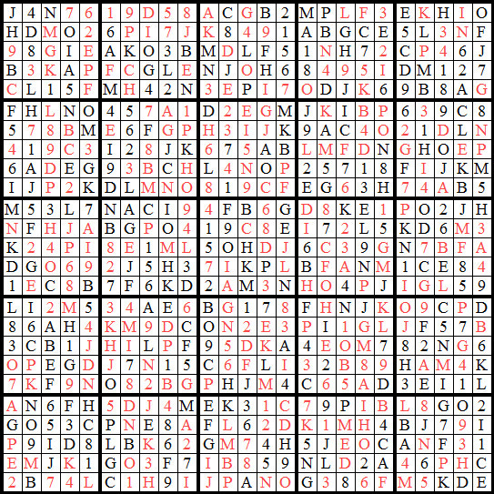 Sudoku problem and solution.