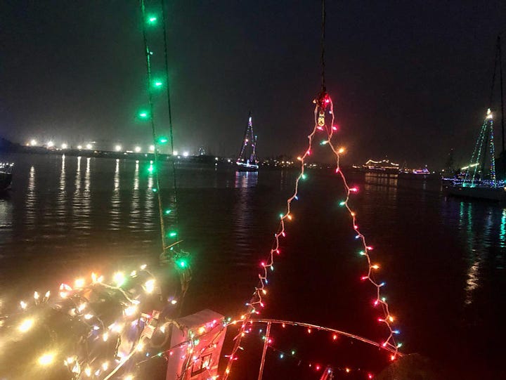 images from the Alameda-Oakland Lighted Yacht Parade