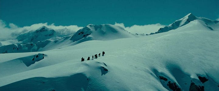 various shots from the lord of the rings with snow