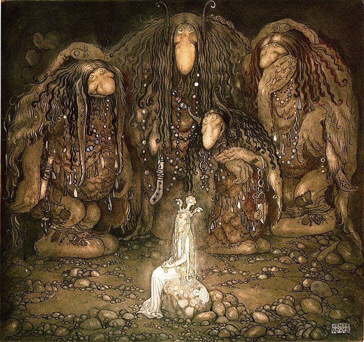 Fantasy images of trolls and fairies