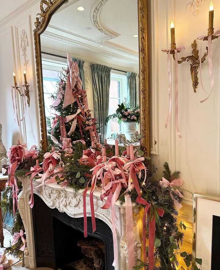 holiday 2025 Christmas decorating inspiration, featuring pink ribbons and bows