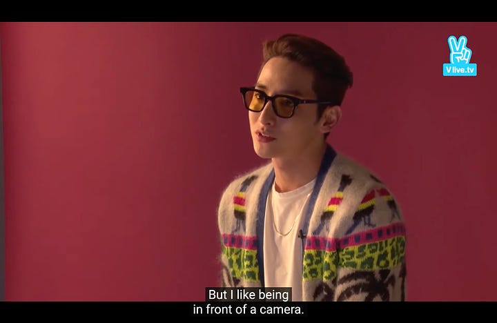 Lee Soo-hyuk saying, "I'm worried and afraid of embarrassment, but I like being in front of a camera."