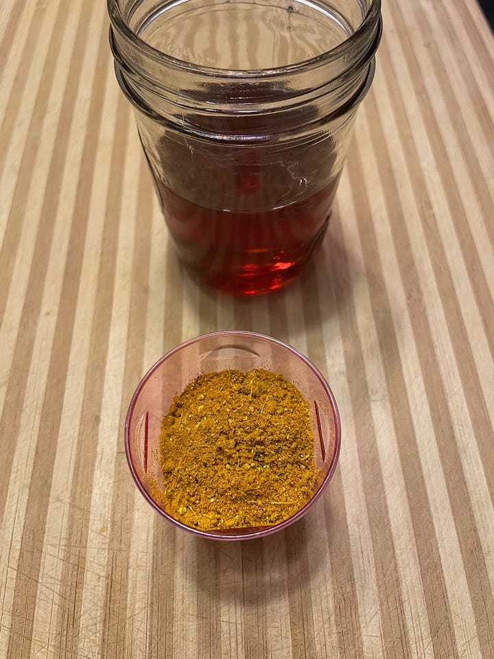 mix the ground spices into 4 ounces of honey