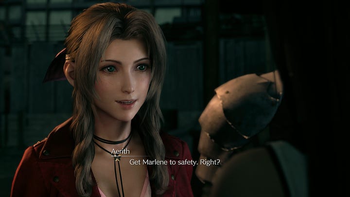 How does Tifa calling a ghost girl Marlene lead Aerith to know that it's her who Tifa needs to be taken to safety?