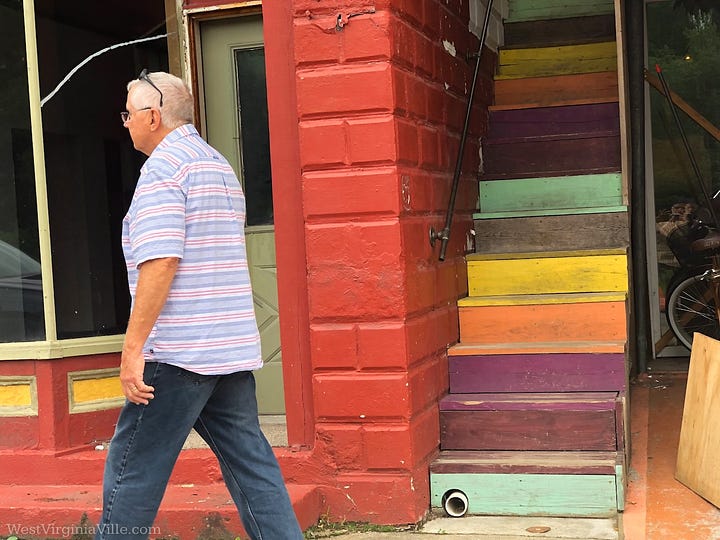 Four colorful photos of groups or individuals in West Virginia