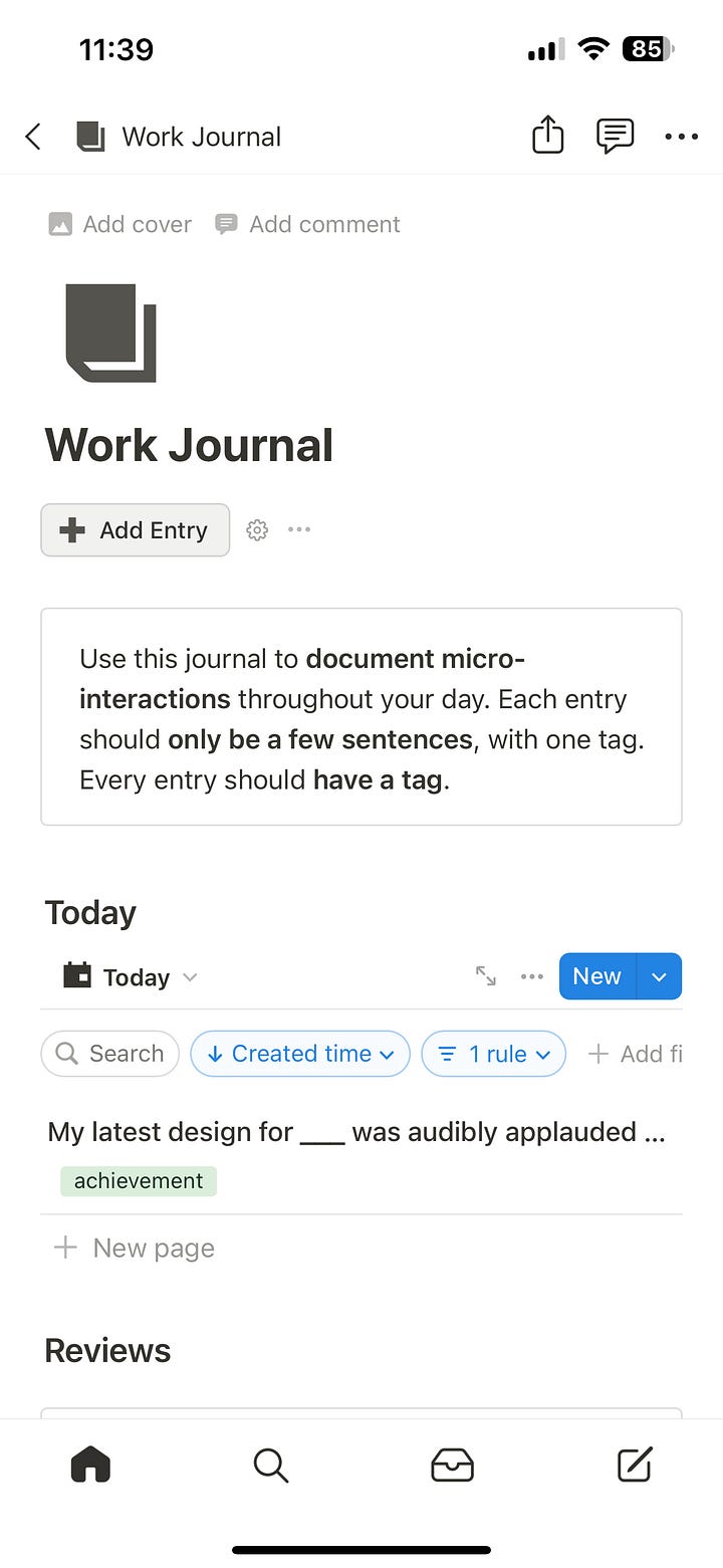 Desktop and mobile screenshots of the Notion Work Journal