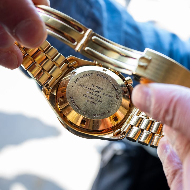Apollo XI Omega Speedmaster post-humously given to the family of astronaut Gus Grissom