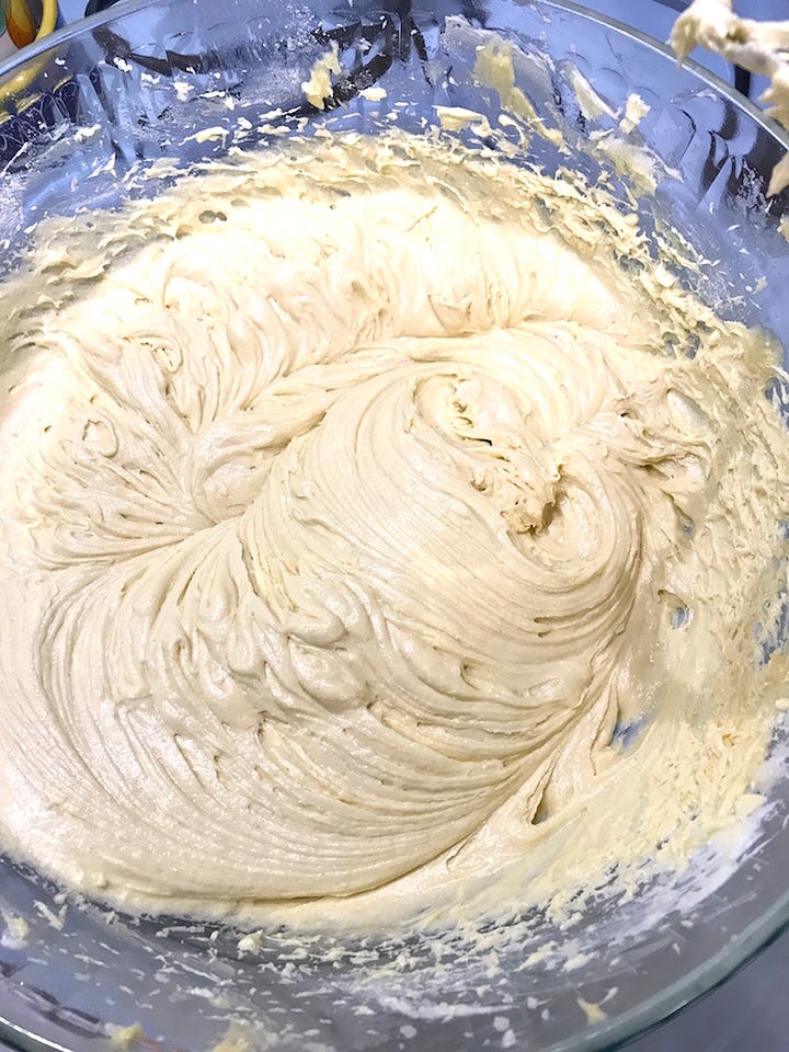 Bundt cake batter like mousse, brown sugar chai swirl, baked bundt cake, vanilla drizzle