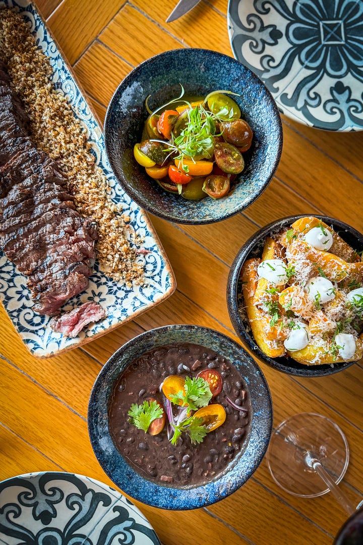 Wagyu picanha with feijoada and Algarve tomato salad