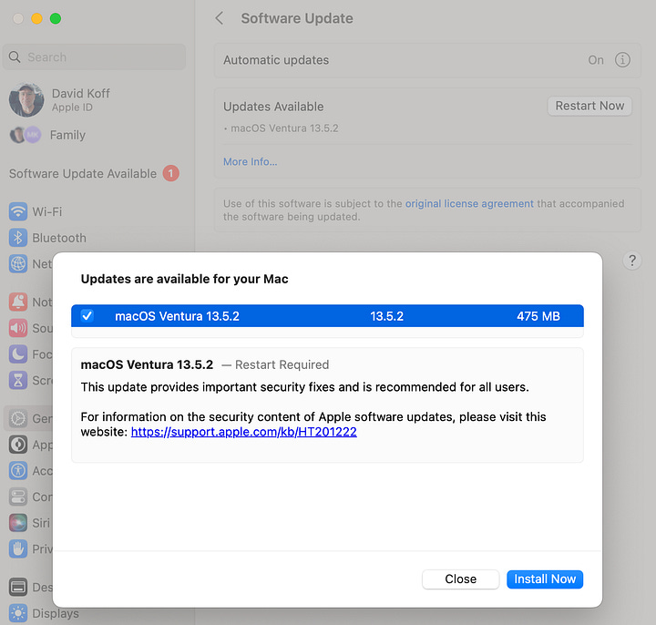 screengrabs from apple's OS update system preference panes