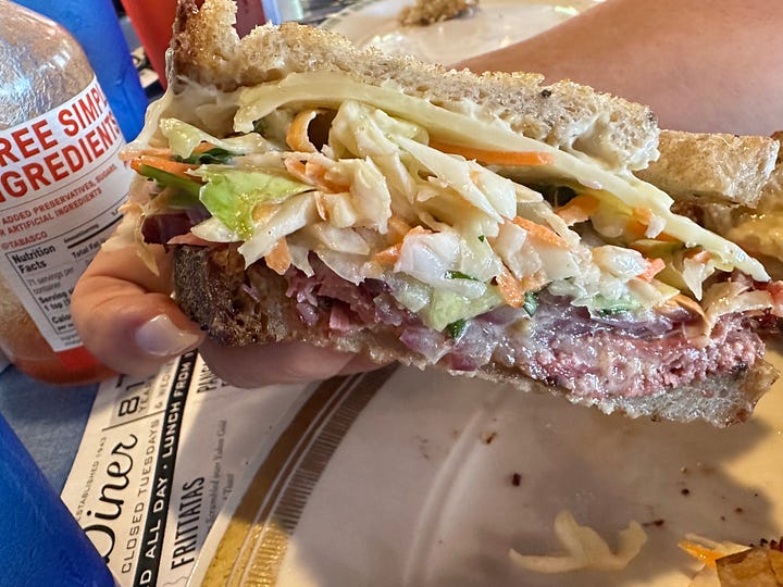 Grilled Corn Beef and Fries! at Art Cliff Diner. Martha's Vineyard