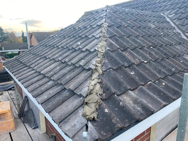 lead sheeting added to the tiled roof valley