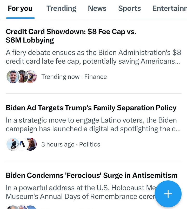 Screenshots of the trend board of Twitter.