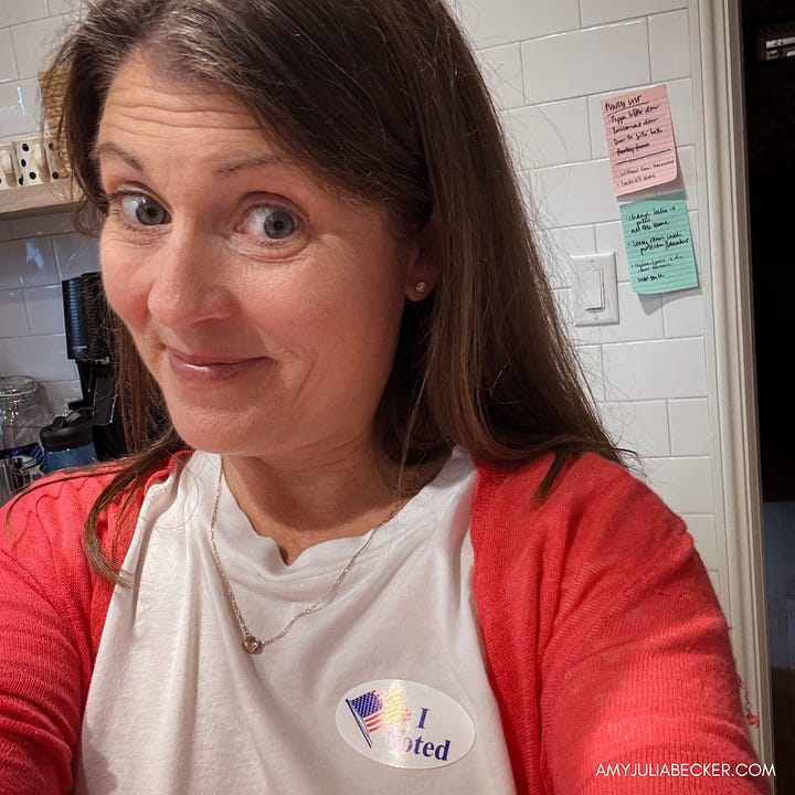 photos of Penny, Peter, and Amy Julia voting