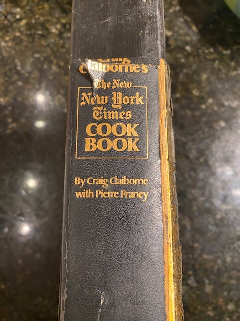 the New New York Times cookbook cover with gilt lettering and inscription on the inside page.