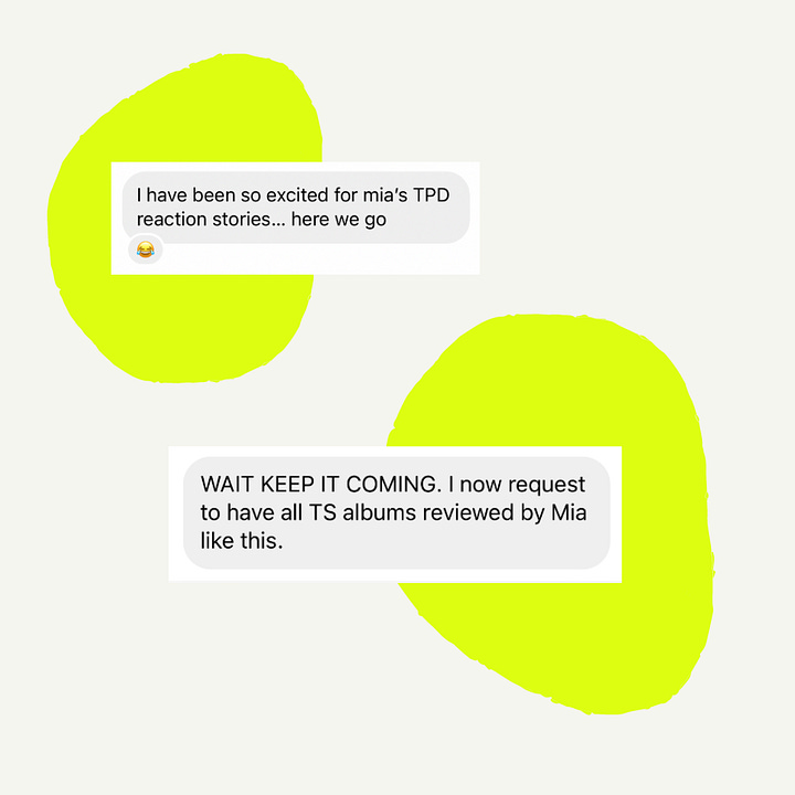 Screenshots of text messages on lime green ovals