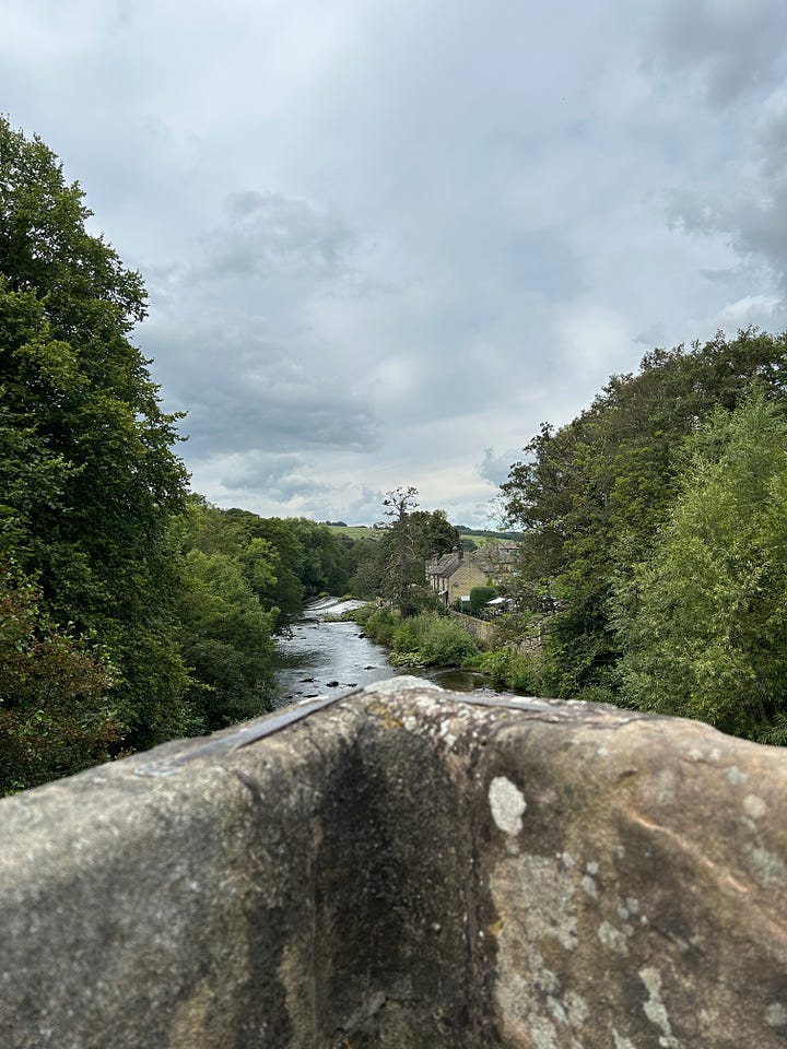5 photos. The River Derwent flowing through Baslow, Derbyshire. The old bridge which crosses the River Derwent. Note the toll house. In the distance is the weir of the old flour mill. Images: Roland's Travels