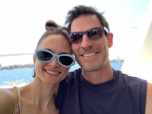 A view from the deck of the yacht and a selfie of Gia and Denny on the yacht