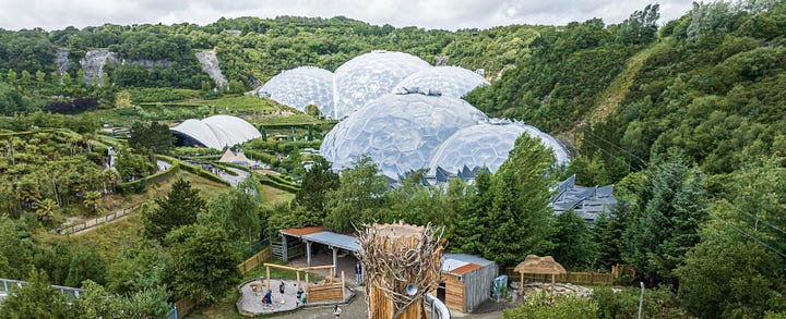 Kew Gardens, Royal Botanic Garden Edinburgh, Eden Project domes and Tresco Abbey Gardens. 