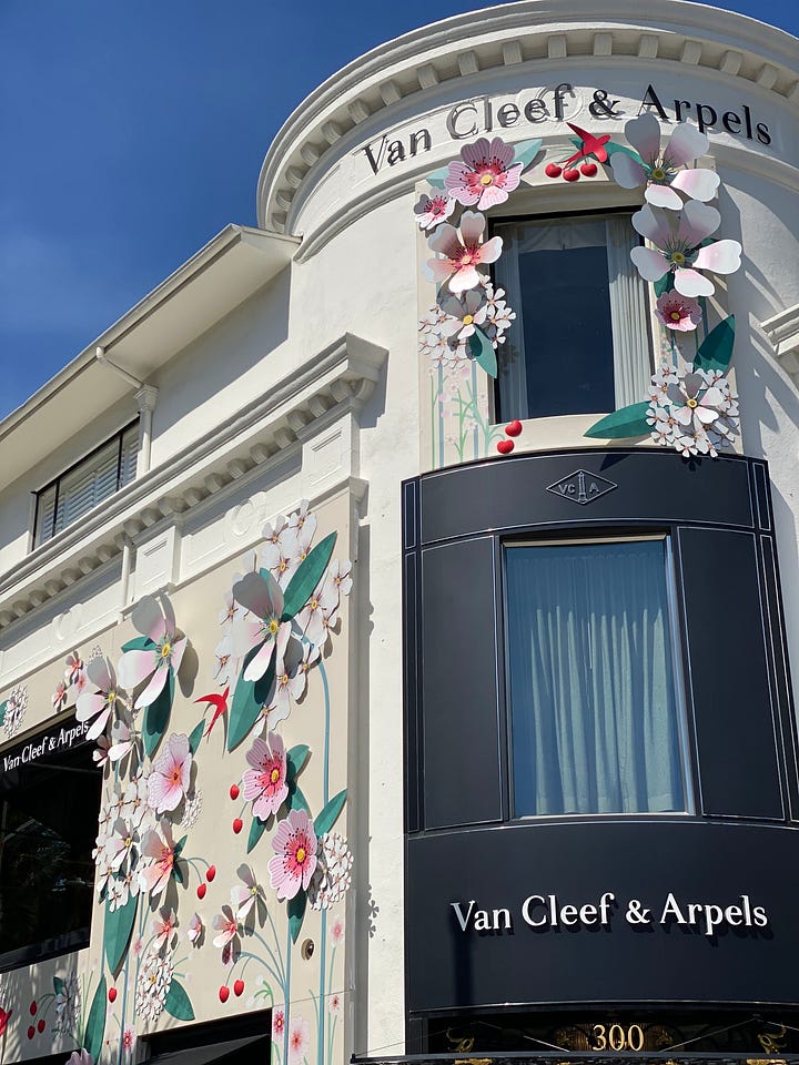 This Rodeo Drive shop was adorned with 3D flowers, spotted Easter weekend. 