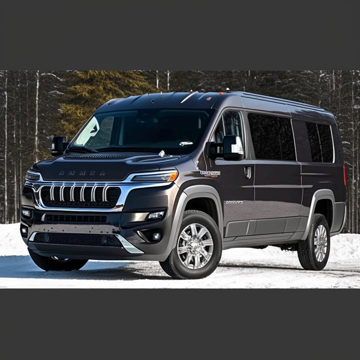 two ai rendered black jeep luxury vans
