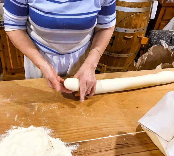 rolling dough balls for pane carasau