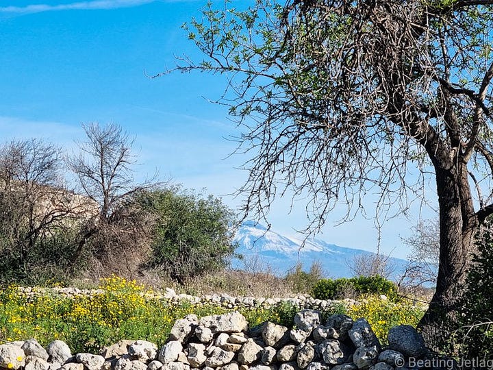 Lunch with a view on the Etna Volcano in Sicily, italy