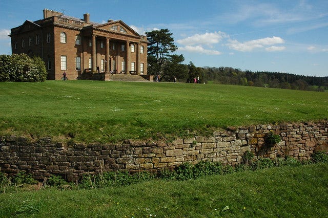 LEFT: Hidden wall (called a "ha-ha") and house at Berrington Hall, designed by Capability Brown. RIGHT: The Gardens of Versailles.