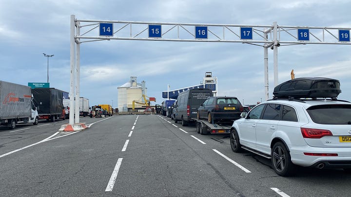 The ferry terminal in Calais docks