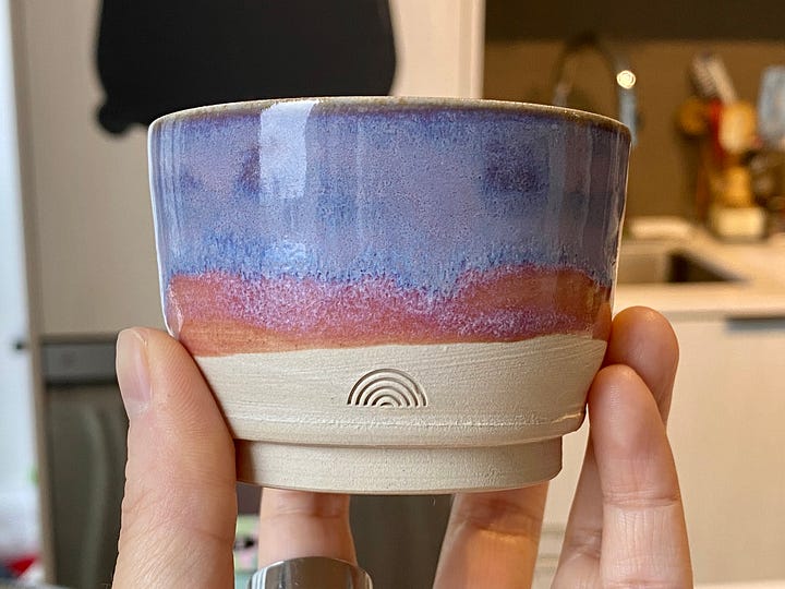 1. The second mug, which I liked because it reminded me of the beautiful sunrise we saw in Iceland, 2. the actual sunrise we were driving towards in Iceland.