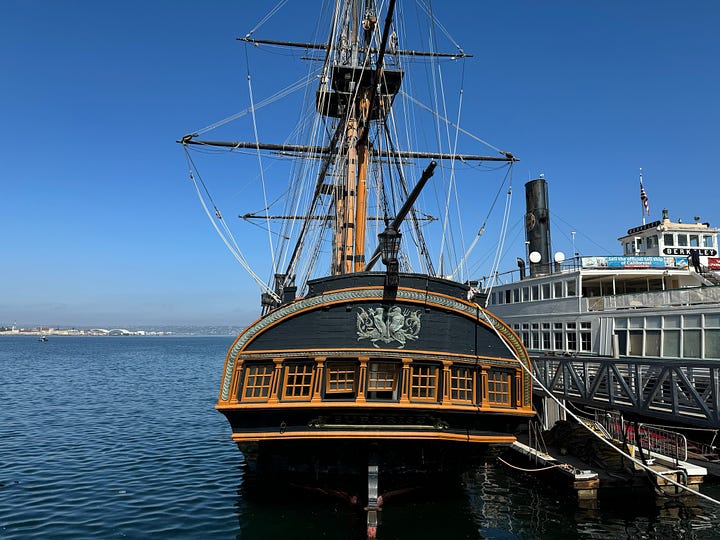 Two old sailing vessels