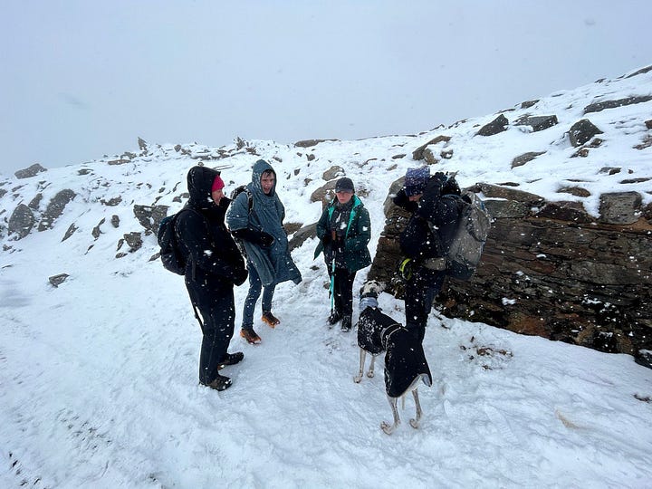 walking snowdon in the snow