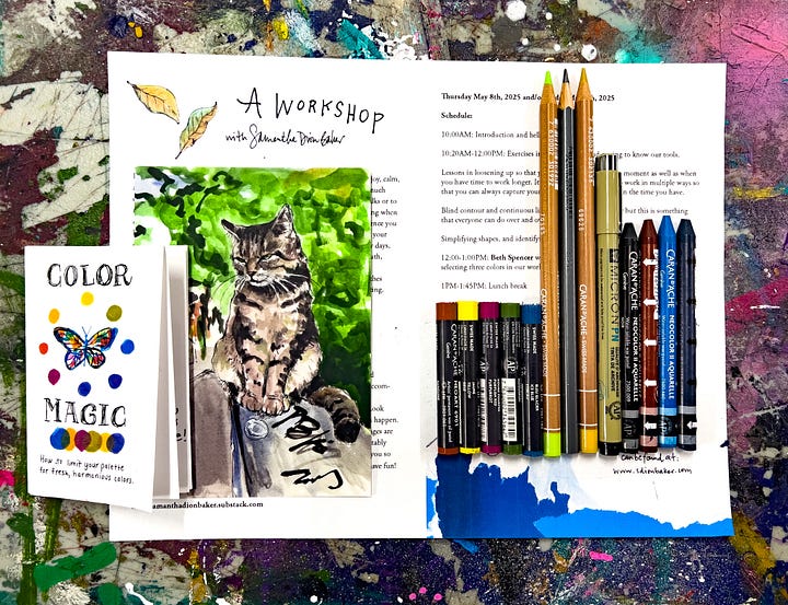 beth spencer and samantha dion baker in DUMBO, art supplies and workshop agenda