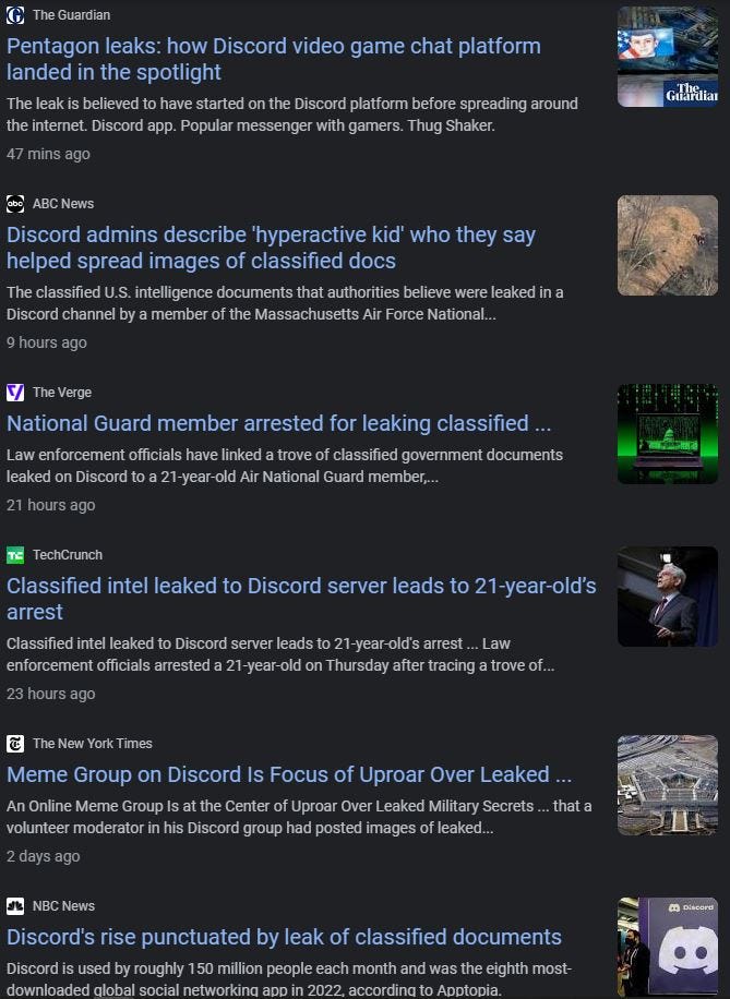 News Headlines of Discord Leaks