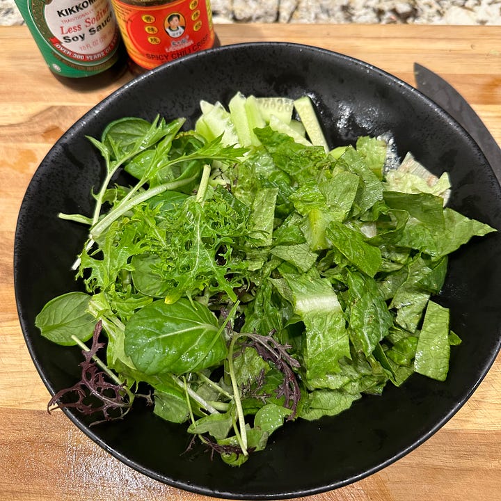 Images of ingredients use in the dumpling salad