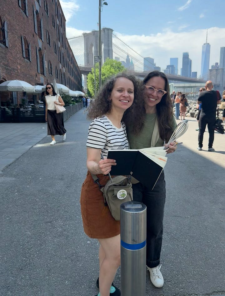 beth spencer and samantha dion baker in DUMBO, art supplies and workshop agenda