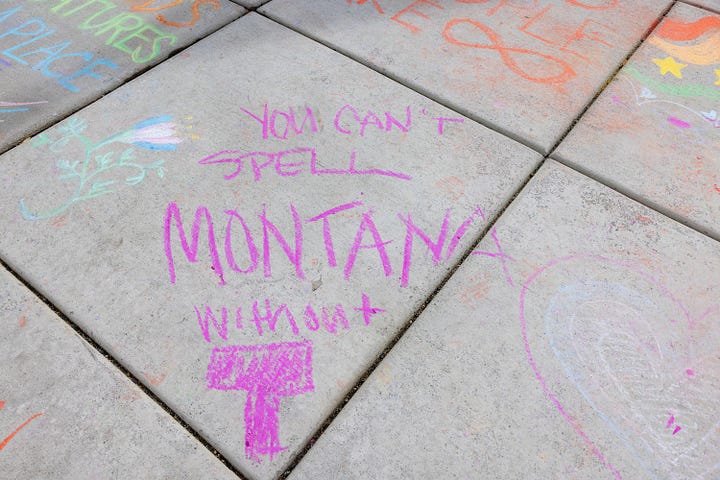Images of protest at the Montana State Capitol for Montana Trans Day of Visibility