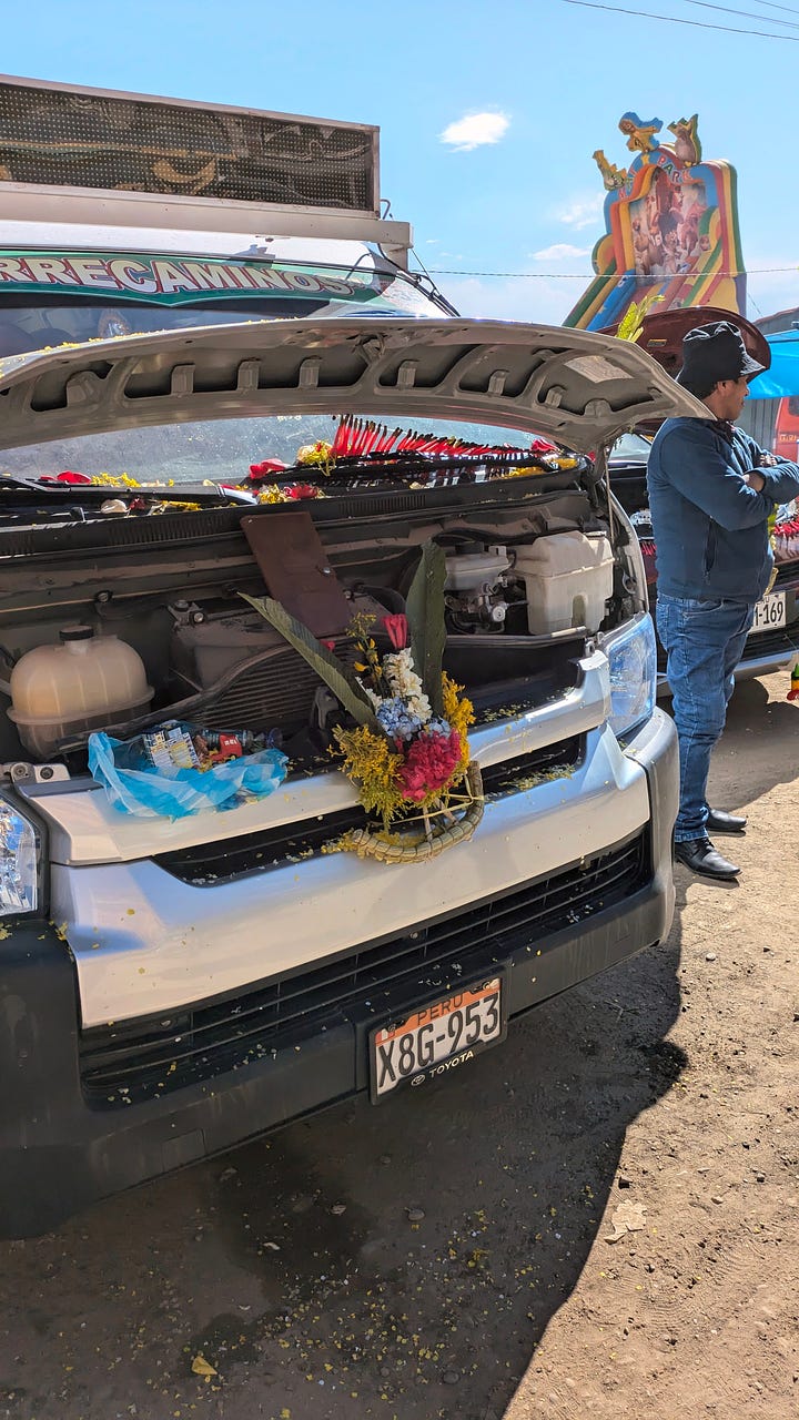 Families bring their cars to Copacabana in August for a blessing, which explains the national culture of overconfidence in driving