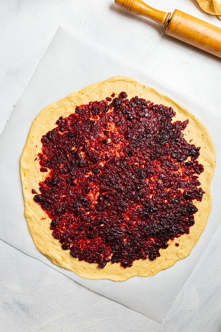 Making cranberry orange star bread