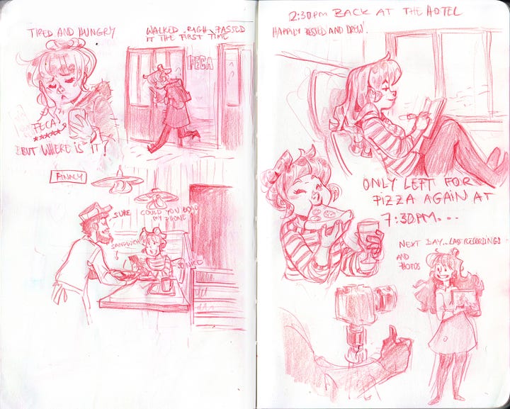 Comics about my stay in Madrid, Done with colored pencils.