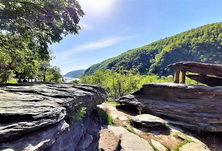 The rocky outcropping at Harpers Ferry called Jefferson Rock.
