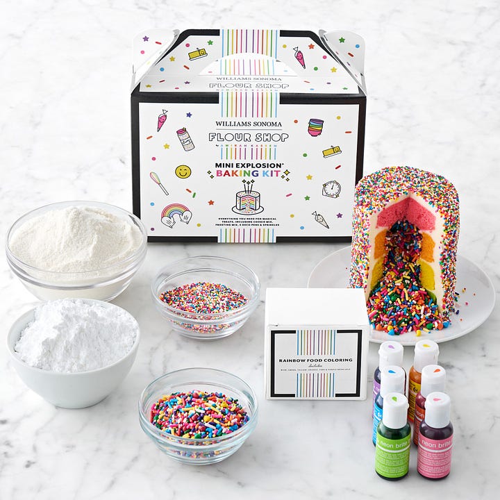 From left: Tiny Baking Kit, Cake Explosion baking kit.