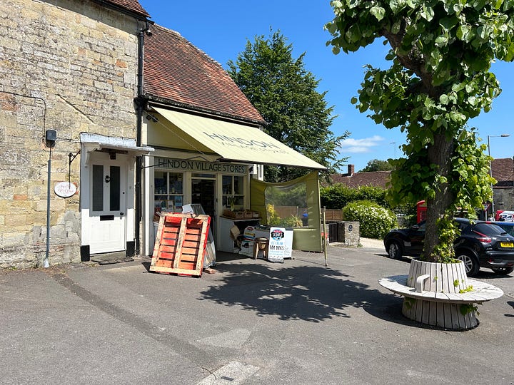 A photo of Hindon Village Shop and the second is Hindon Surgery, a modern building. Images: Roland's Travels