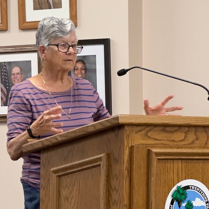 Mary Kay Sherry and Anna Stump address the Planning Commission on May 7. (Photos: Cindy Bernard)