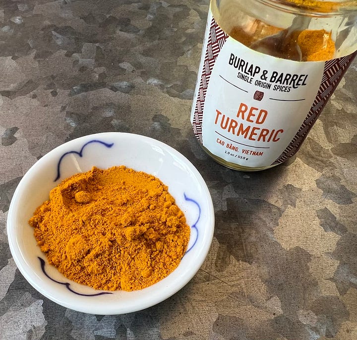 sample red turmeric dishes